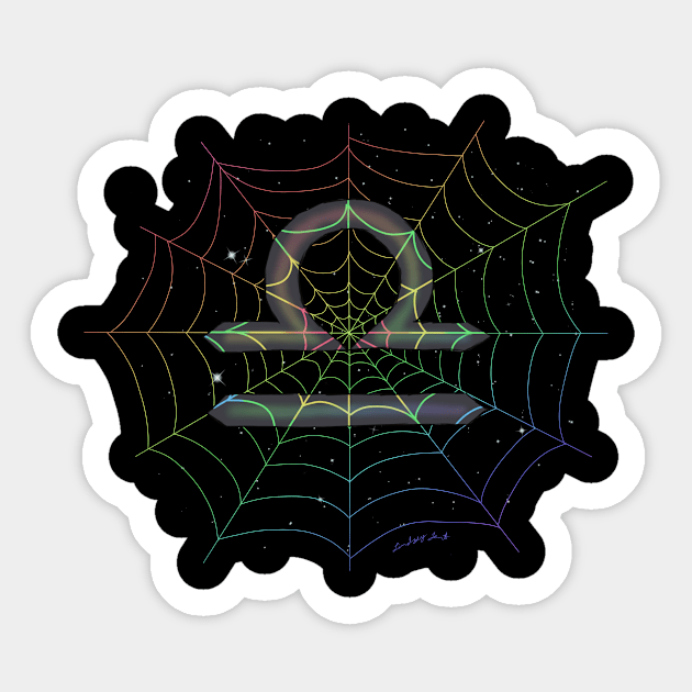 Rainbow spiderweb Libra Sticker by HauntedIndigo